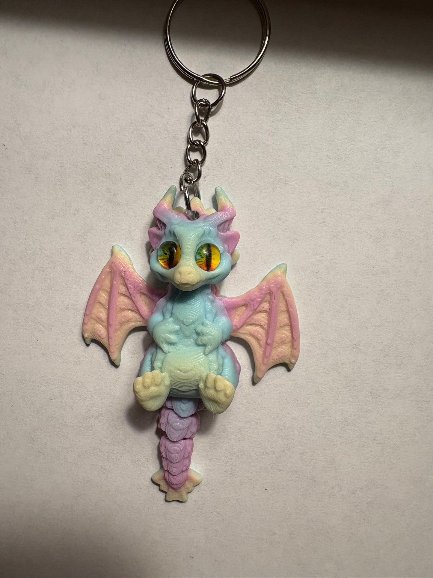 Rainbow 3-D Dragon Keychain