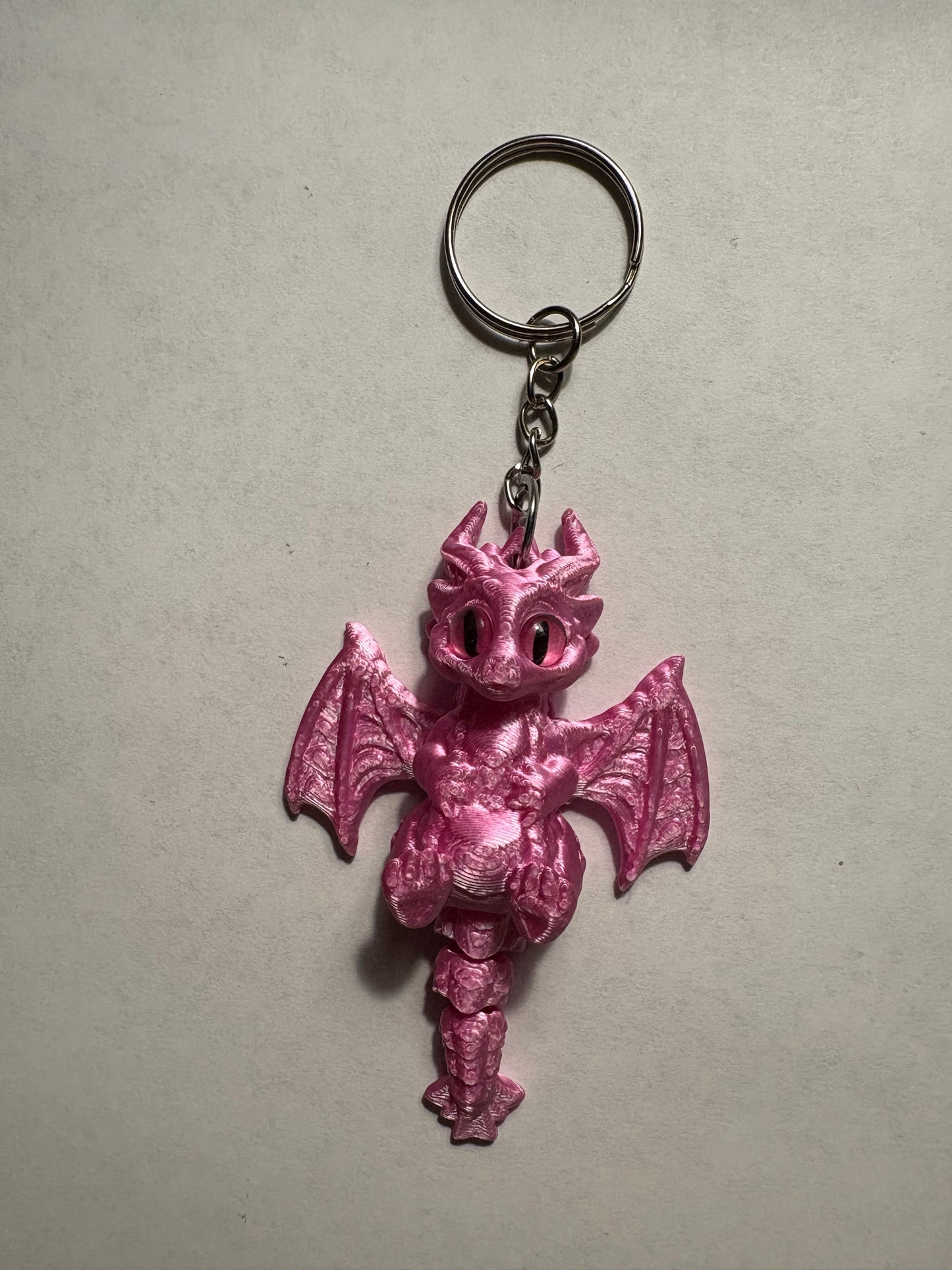 Pink 3-D Dragon Keychain