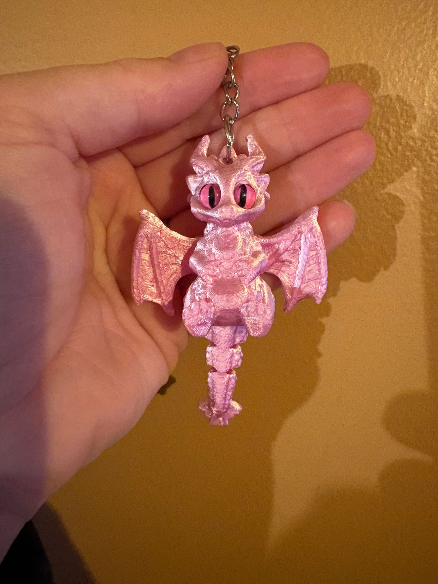 Pink 3-D Dragon Keychain